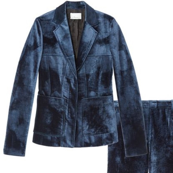 Phillip Lim 3.1 Tailored Blue Velvet Blazer - Picture 1 of 15